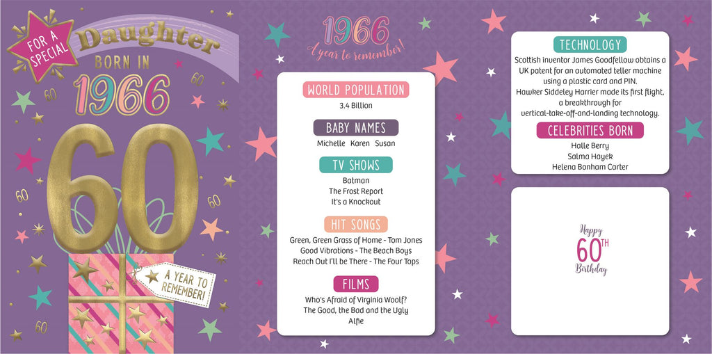 Daughter, Born in 1966 -  60th birthday card