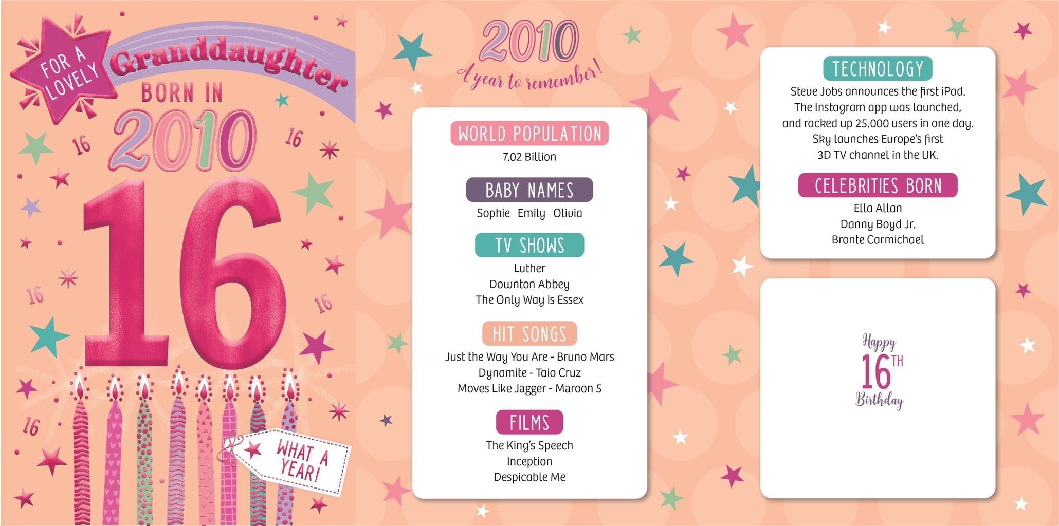 Granddaughter, Born in 2010 - 16th birthday card