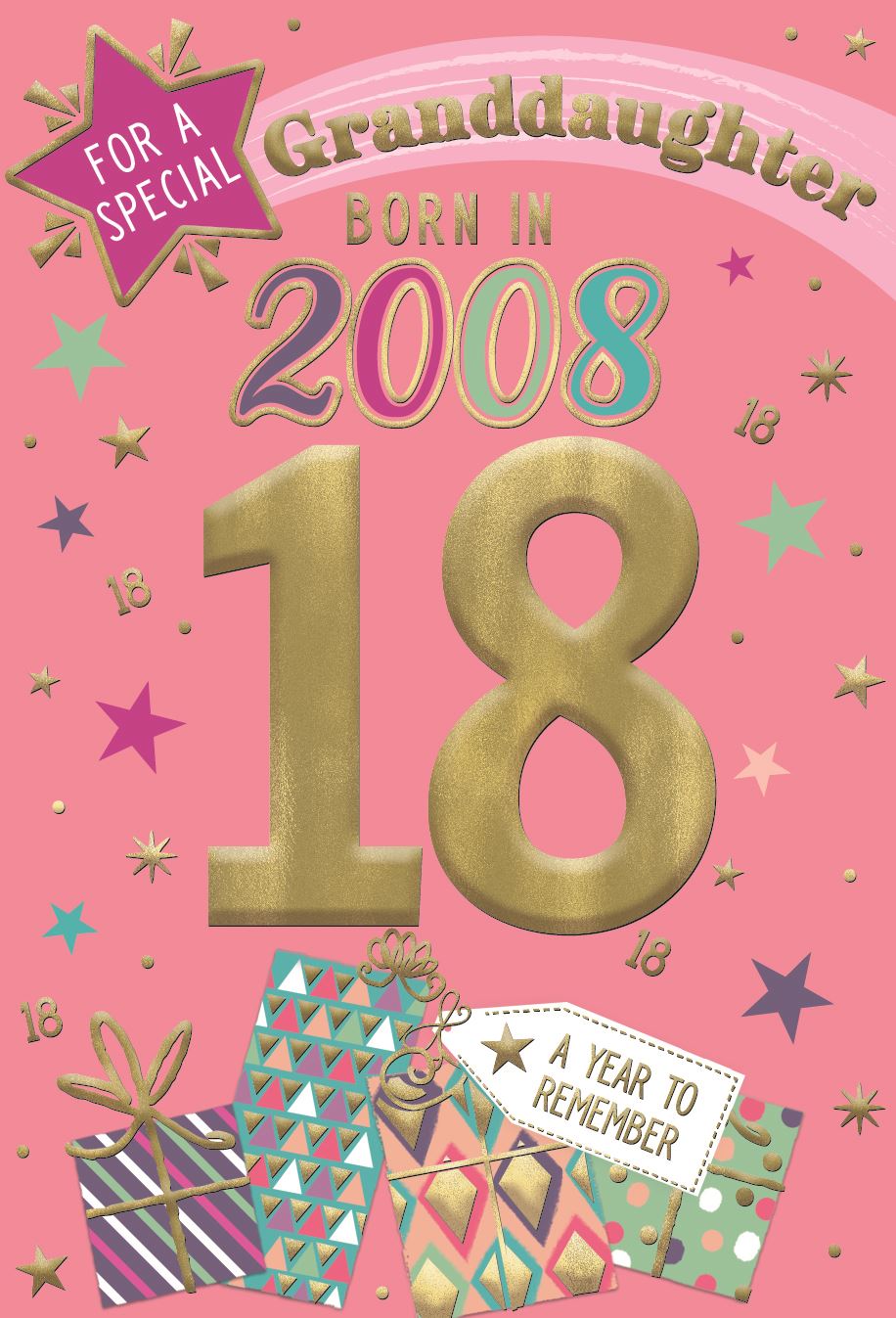 Granddaughter, Born in 2008 - 18th birthday card