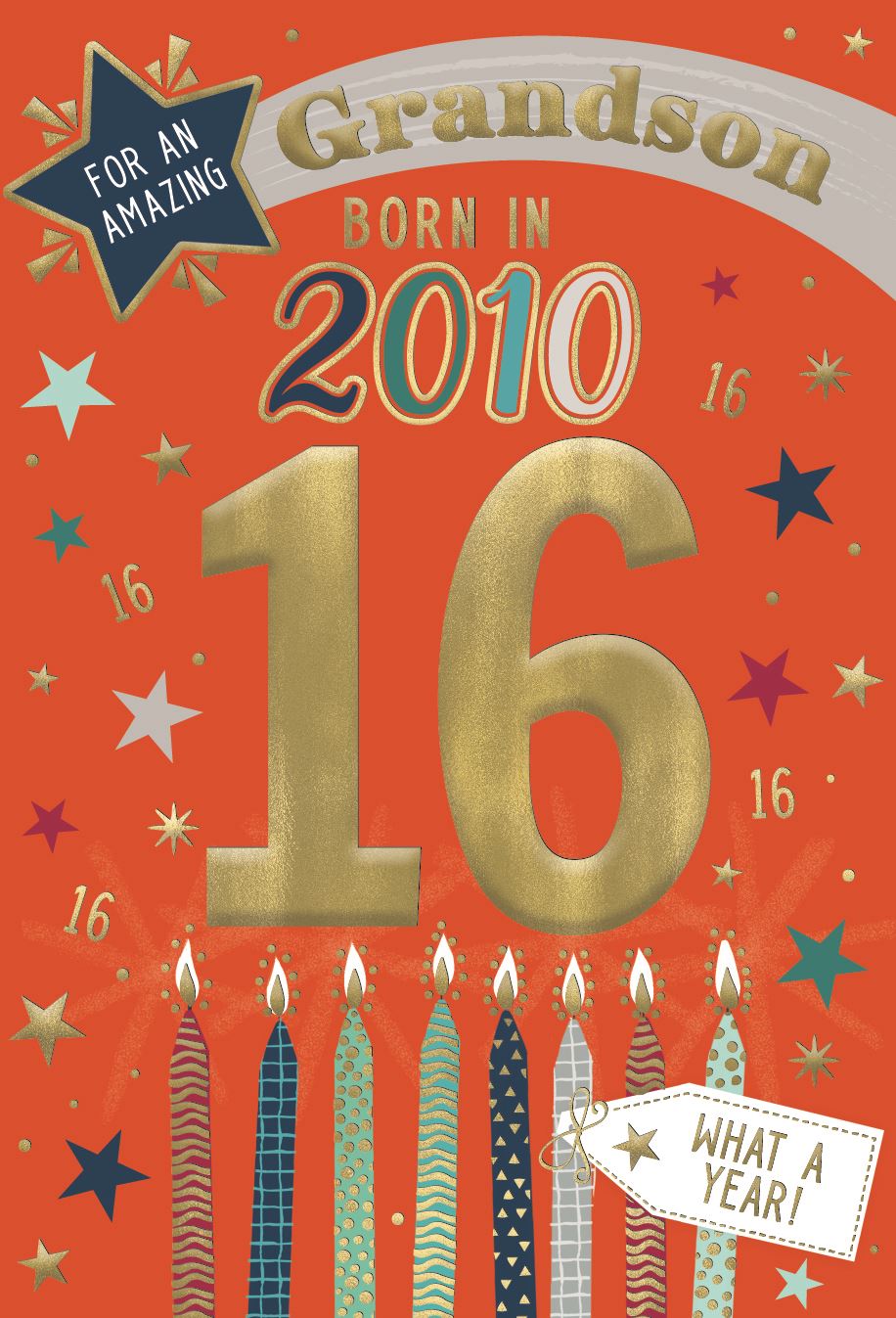 Grandson you were born in 2010 - 16th birthday card