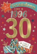 Grandson, Born in 1996 - 30th birthday card