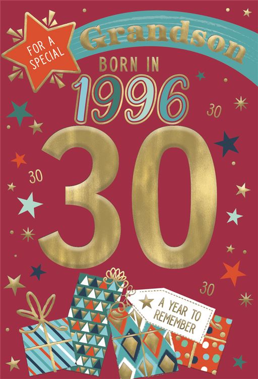 Grandson, Born in 1996 - 30th birthday card