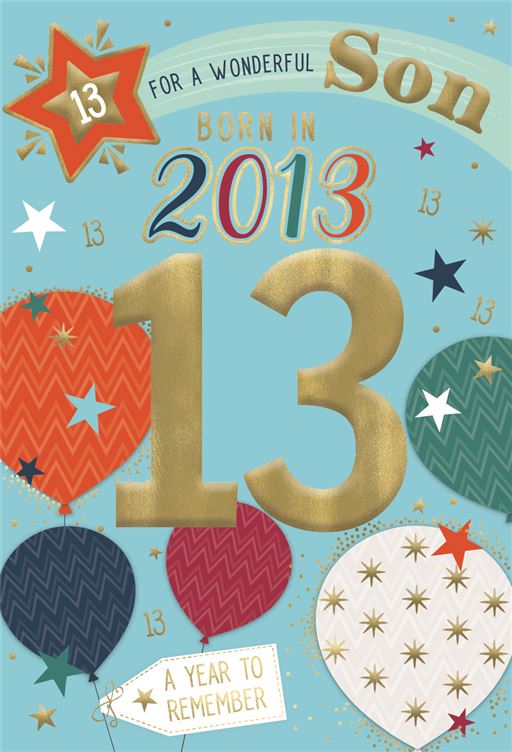 Son, Born in 2013 - 13th birthday card