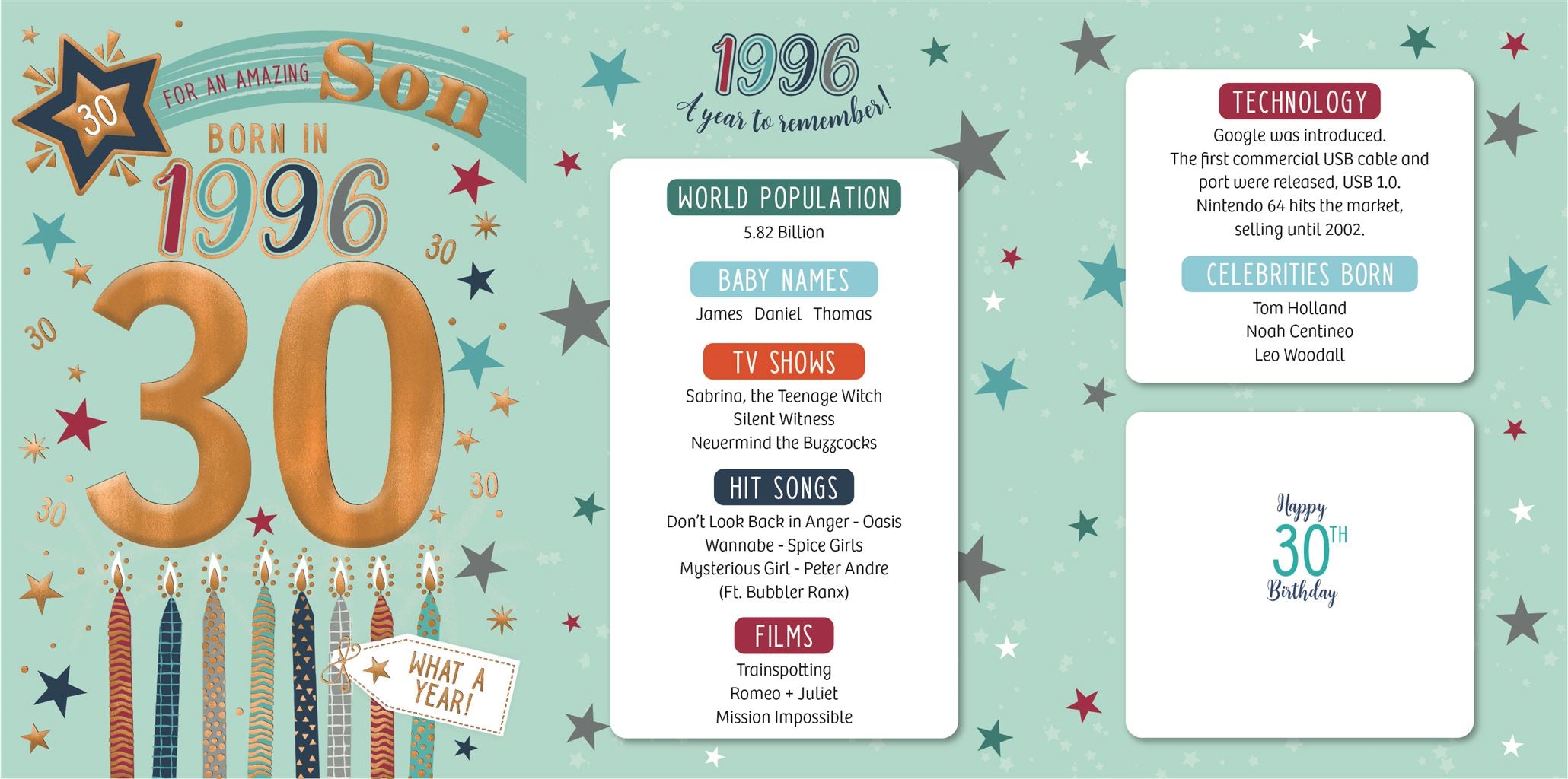 Son, Born in 1996 - 30th birthday card