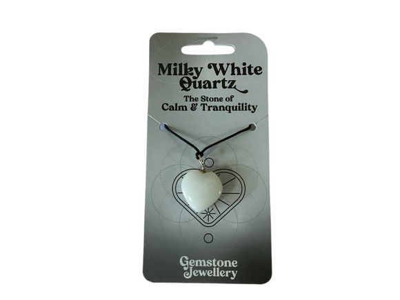 Milky white quartz  heart - Gemstone jewellery
