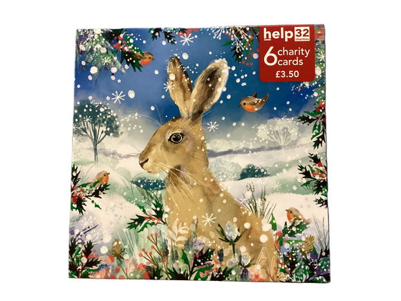 Hare in the snow - Pack of 6 Charity Christmas cards