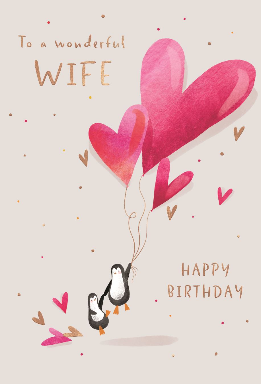 Wonderful Wife, Penguins - Birthday Card
