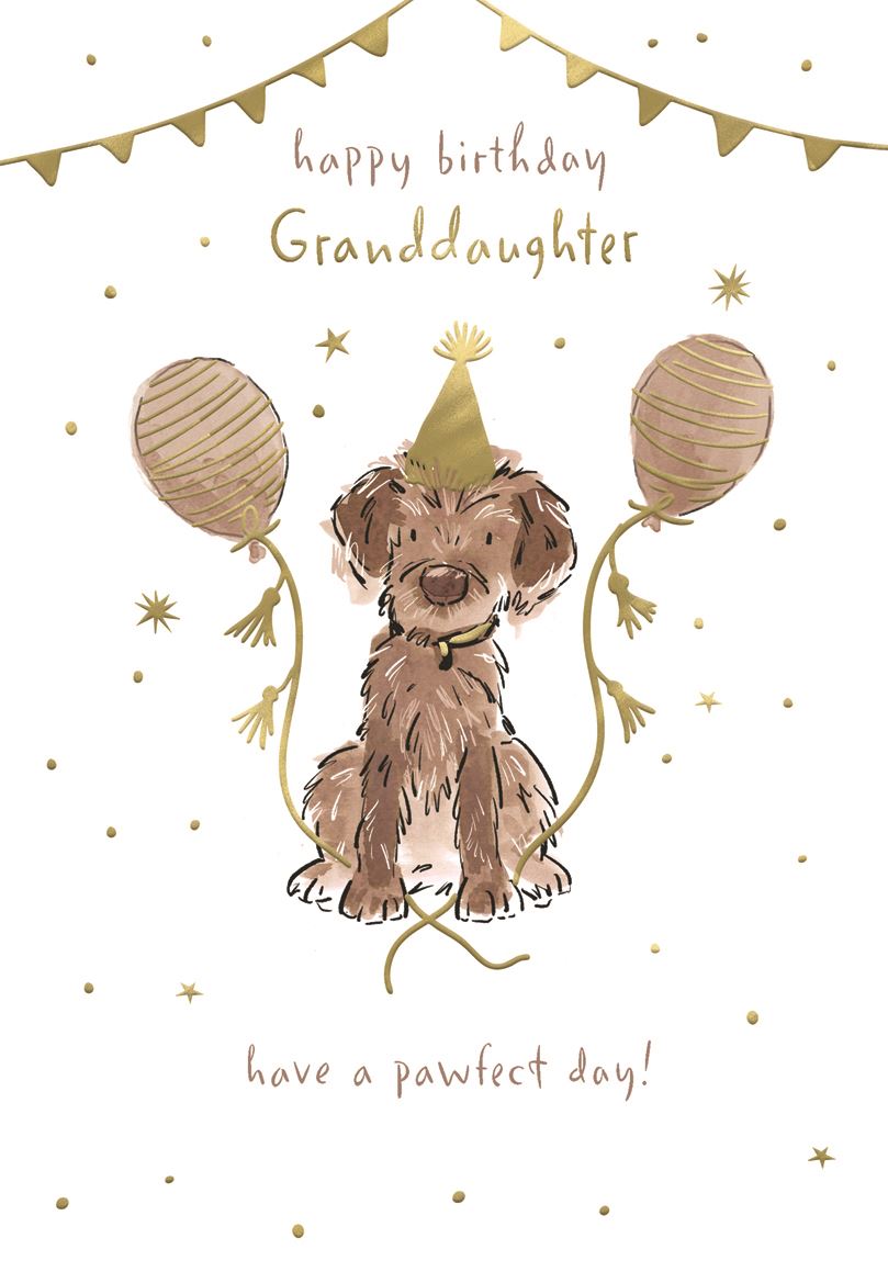 Granddaughter, pawfect day - Birthday card