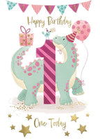 One (pink)- Birthday card