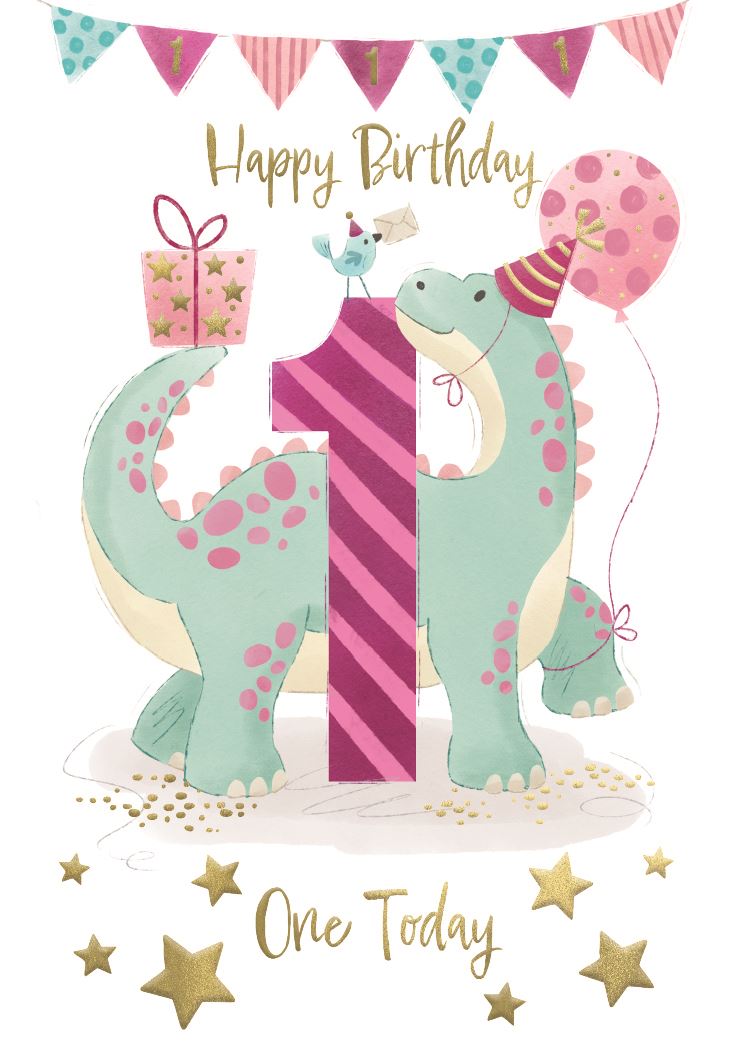 One (pink)- Birthday card