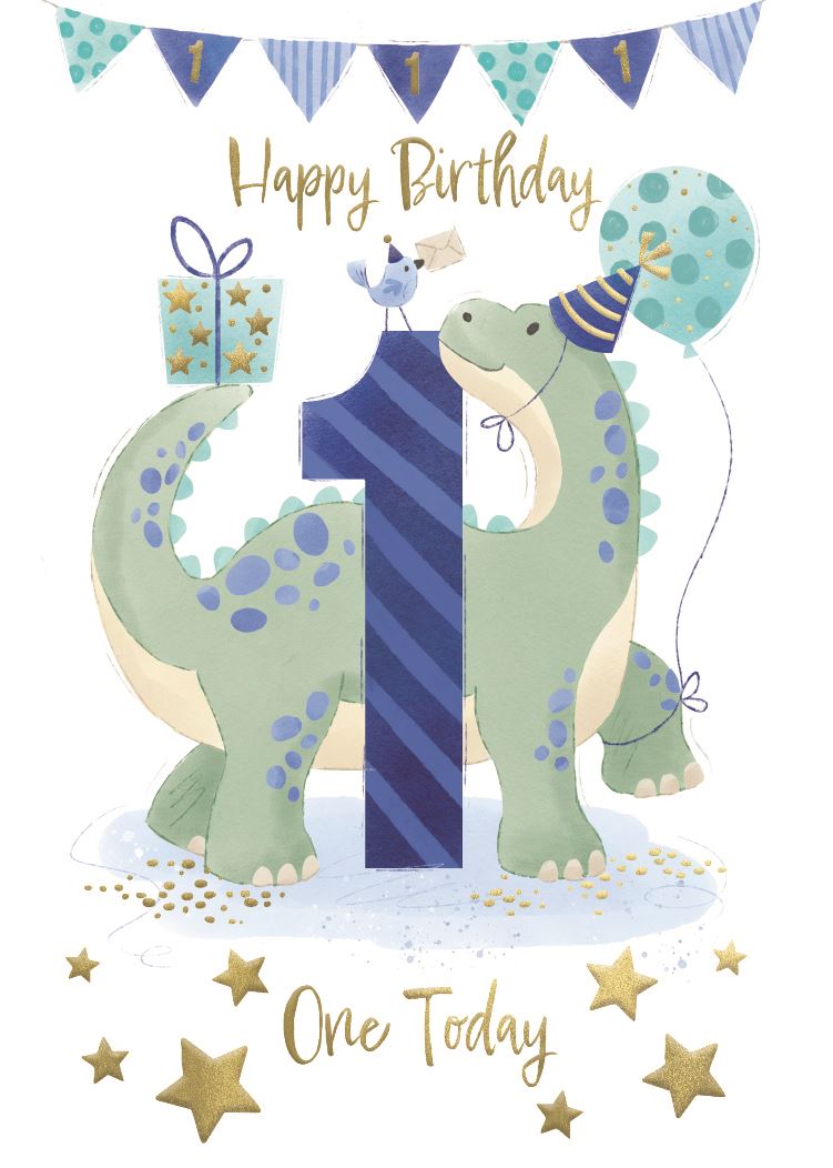 One (blue)- Birthday card