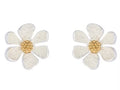 Rhodium gold white flower earrings - Indulgence Jewellery