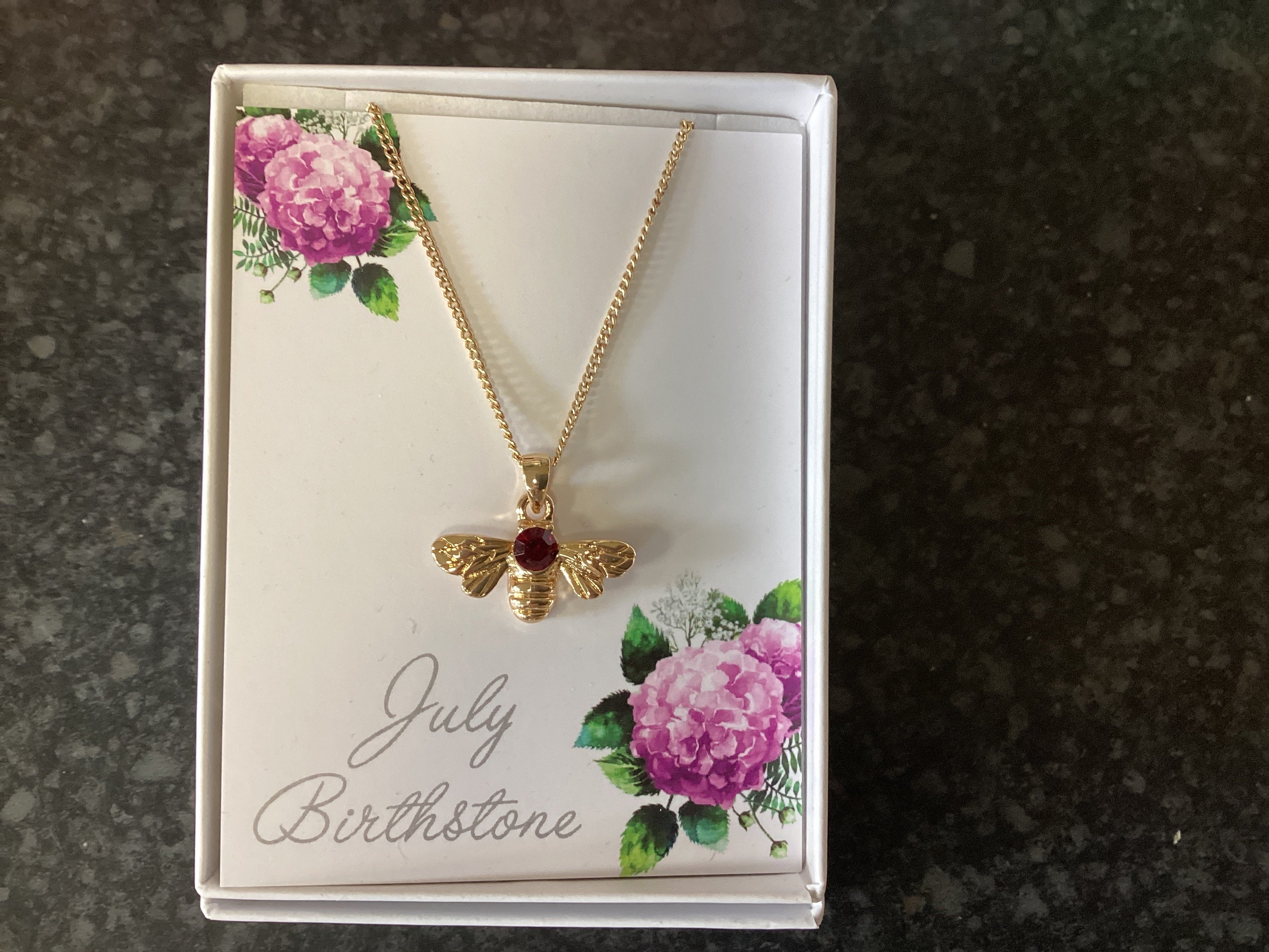 Gold Bee July - Necklace