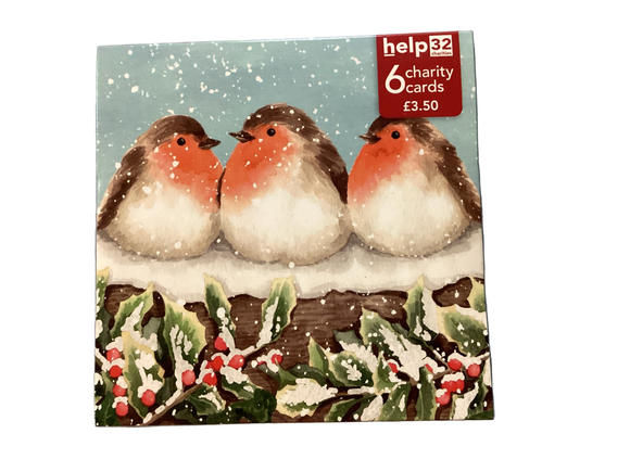 Three robins - Pack of 6 Charity Christmas cards