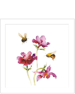 Bees and Anemones - blank greeting card