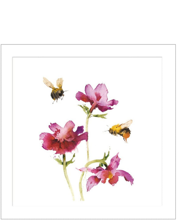 Bees and Anemones - blank greeting card