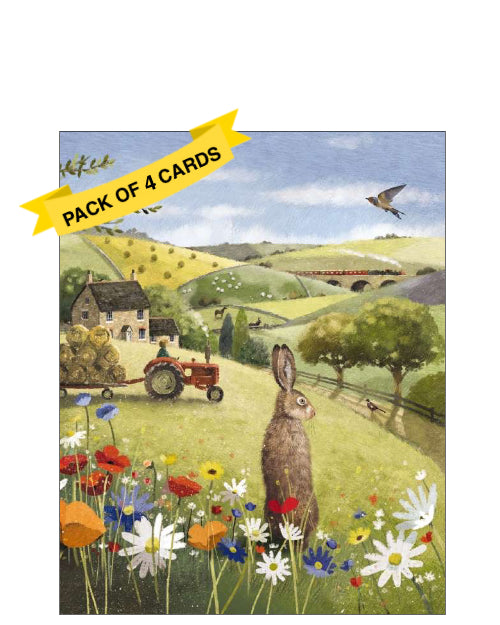 Hare in the fields - Pack of 4 Notelets