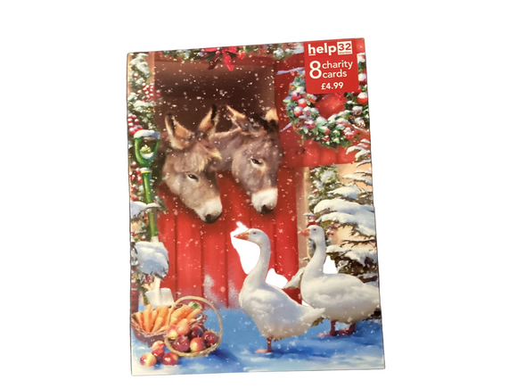 Donkeys & Geese - Pack of 8 Charity Christmas cards