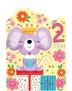 Mouse with cupcake - 2th birthday card