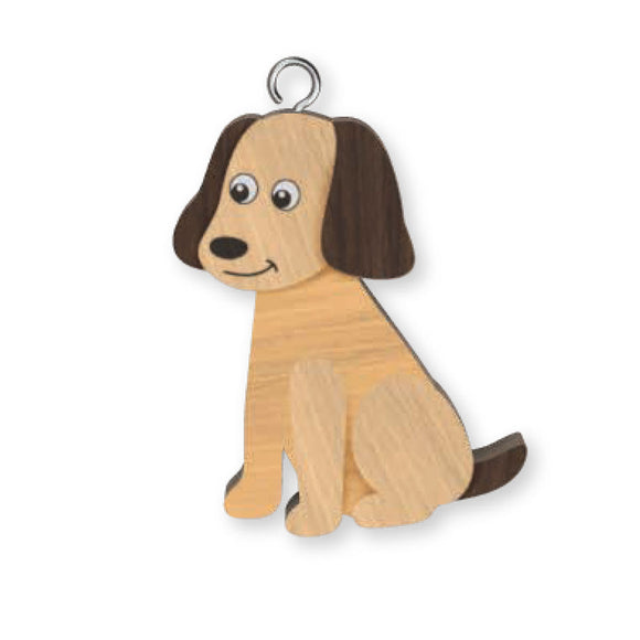Dog wooden keyring