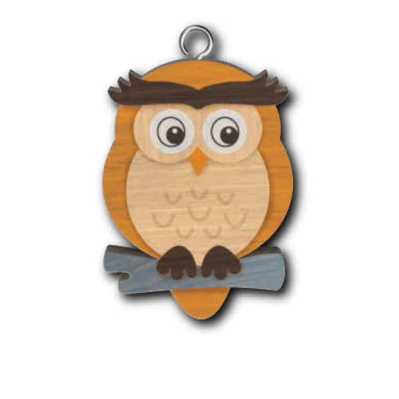 Owl wooden keyring