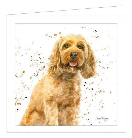 This blank greetings card features Bree's illustration of a lovely light brown dog called Carter.
