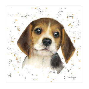 Bree's gorgeous illustration on this blank card is of a beagle dog with soft and gentle eyes.