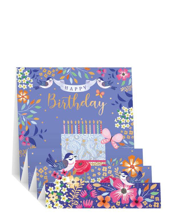 Cake and birds - Pop-up Birthday card