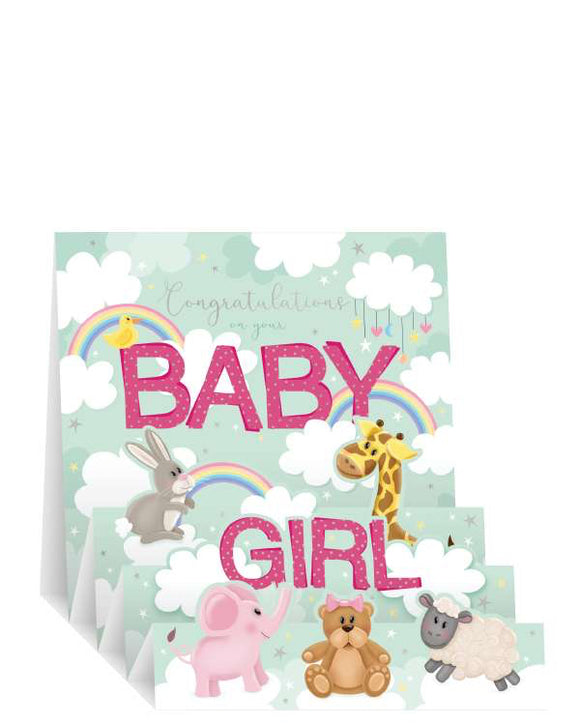 Baby Girl - Pop-up new baby card