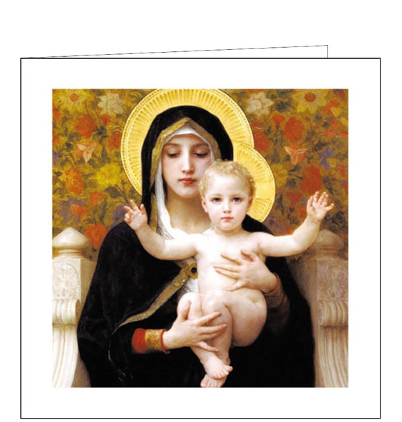 This stunning christmas card features detail from William-Adolphe Bouguereau's 1899 oil painting Madonna of the Lillies.