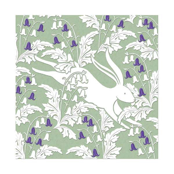 Hare in bluebells - blank greeting card