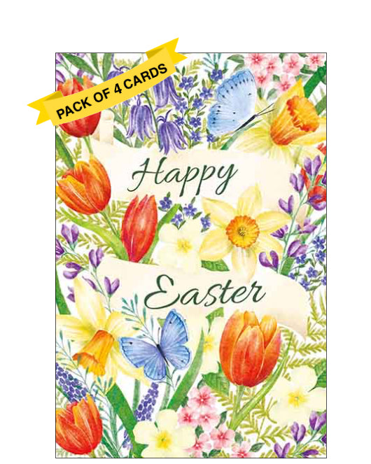 Spring flowers  - Pack of 4 Easter cards