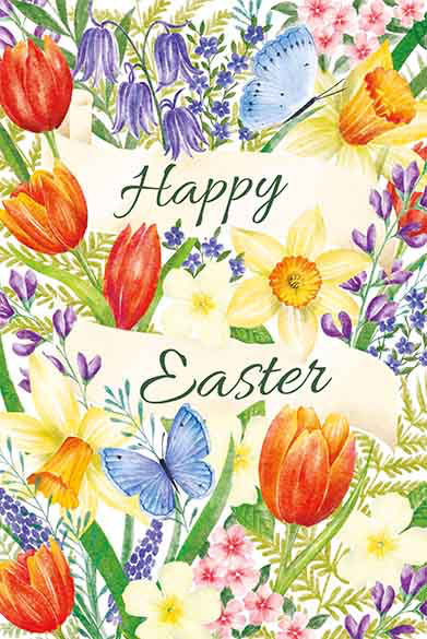 Spring flowers  - Pack of 4 Easter cards