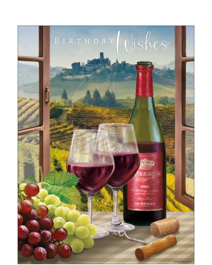 Wine & countryside - Birthday card