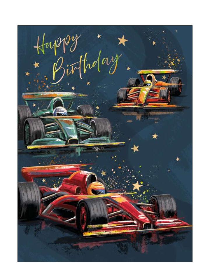 Racing cars - birthday card