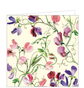 This blank card by Emma Bridgewater features a beautiful illustration of colourful sweet pea flowers against her signature creamy background.