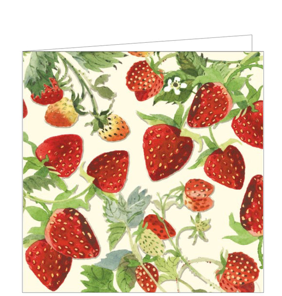 This blank card by Emma Bridgewater is mouth-watering. It depicts luscious strawberries hanging on green stems.