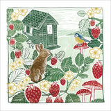 Hare with Strawberries -  blank greeting card