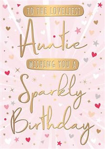 Auntie, Sparkly birthday  - Birthday card