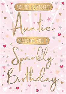 Auntie, Sparkly birthday  - Birthday card