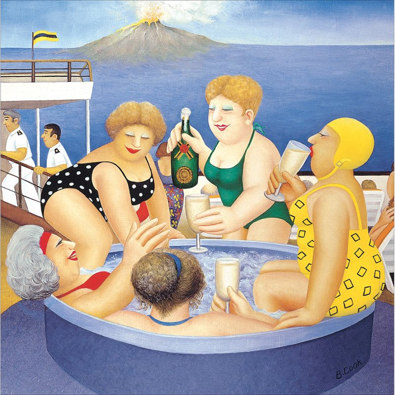 The Hot Tub - Beryl Cook greeting card