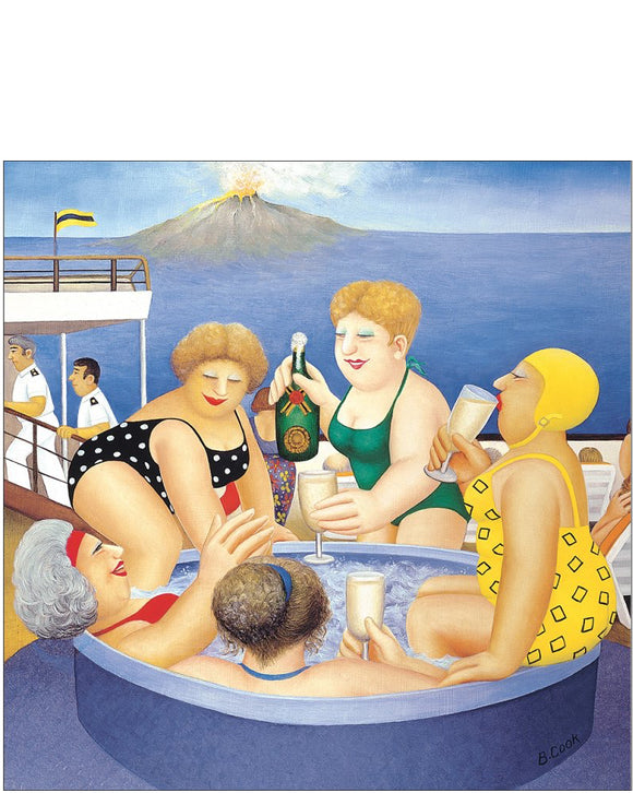 The Hot Tub - Beryl Cook greeting card