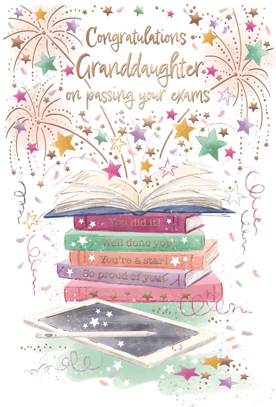 Granddaughter, on passing your exams  - Congratulations card