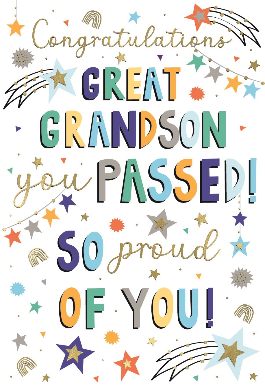 Great-grandson you passed your exams - Congratulations card