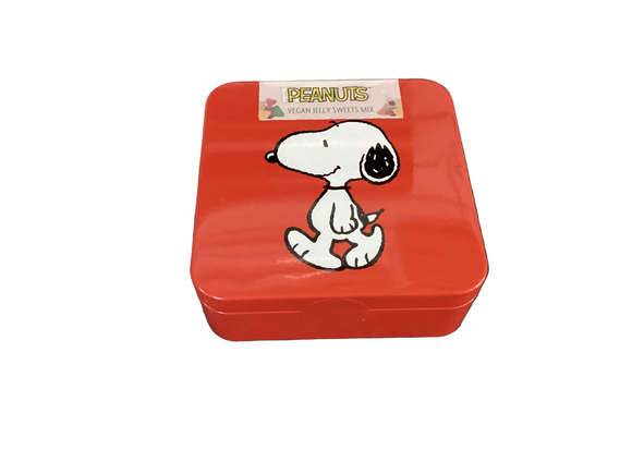 Jelly sweets in Peanuts tin