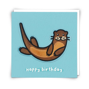 Oscar the Otter -soft patch birthday card