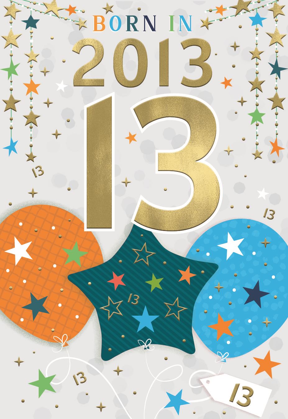 Born in 2013 (male) - 13th Birthday card