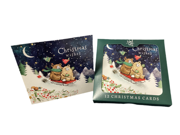 A sledging adventure - Box of 12 Christmas cards