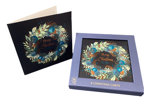 Merry Christmas wreath - Box of 8 Luxury Christmas cards