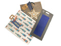 Pack of two medium gift-bags and five sheets of dark blue tissue paper